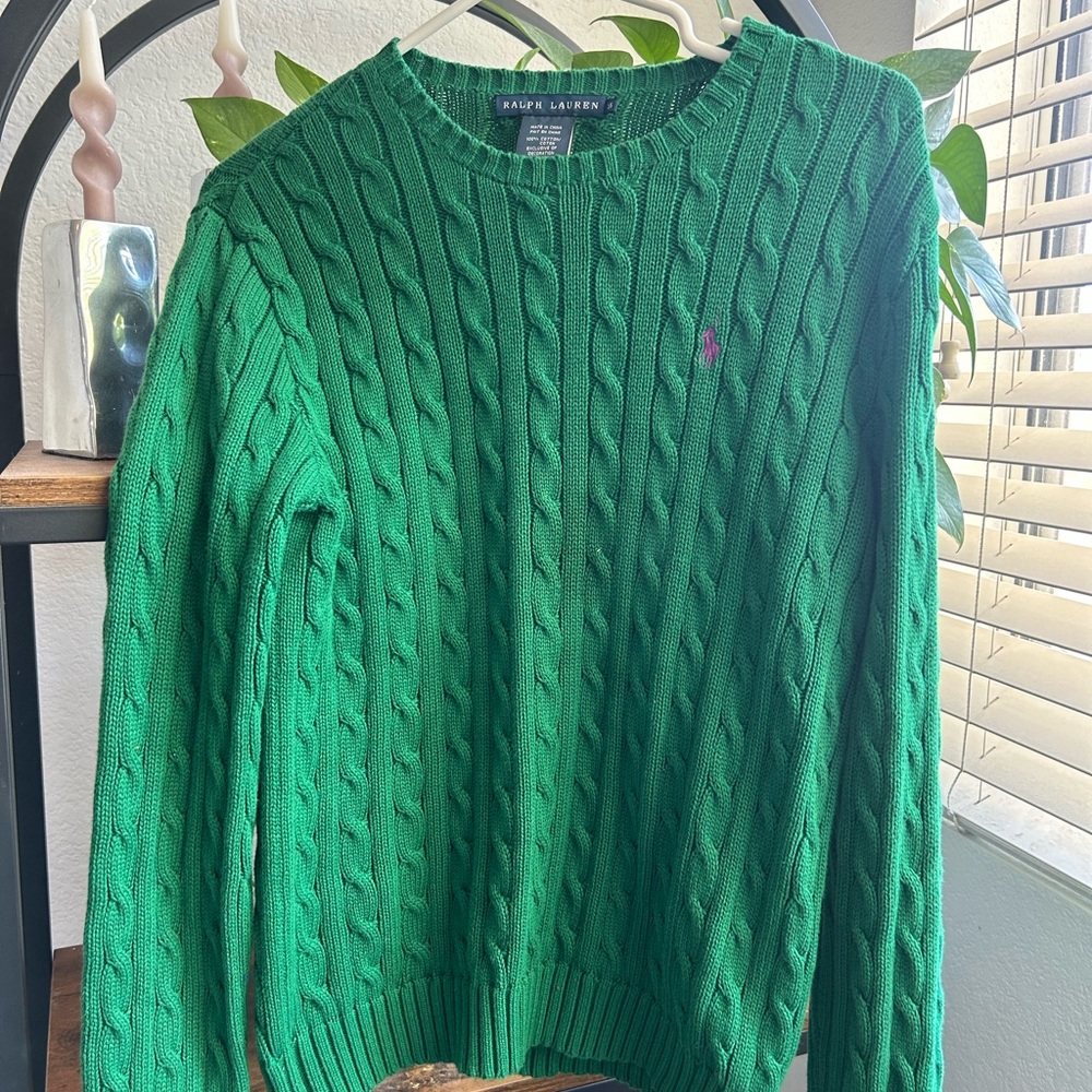 Vintage Ralph Lauren Green Cable Knit Sweater